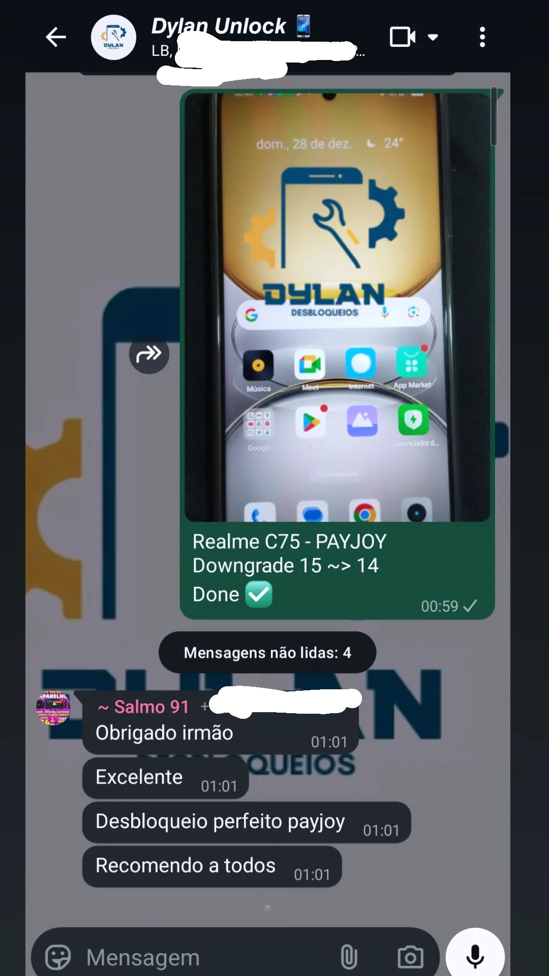 Print de conversa no WhatsApp - Carlos Menezes